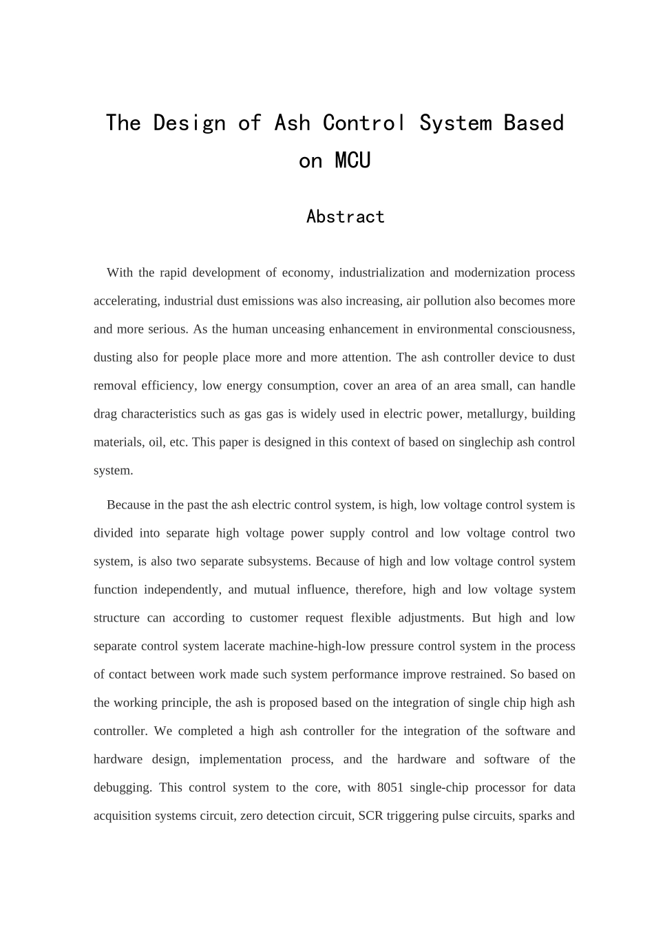 大学毕业论文---基于单片机的电除尘控制系统的设计_第2页