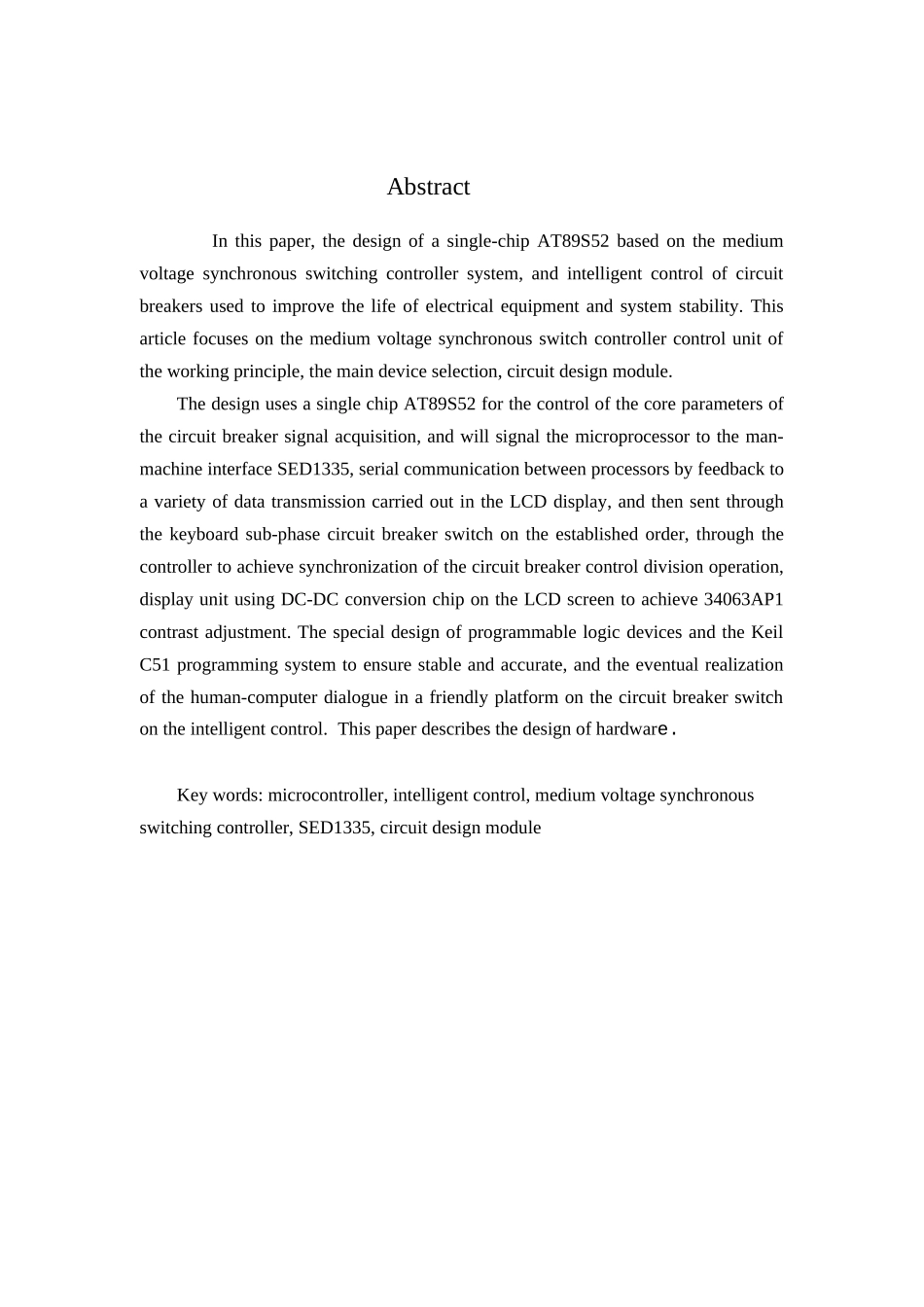 大学毕业论文-—基于单片机at89s52的中压同步开关控制器系统硬件_第2页