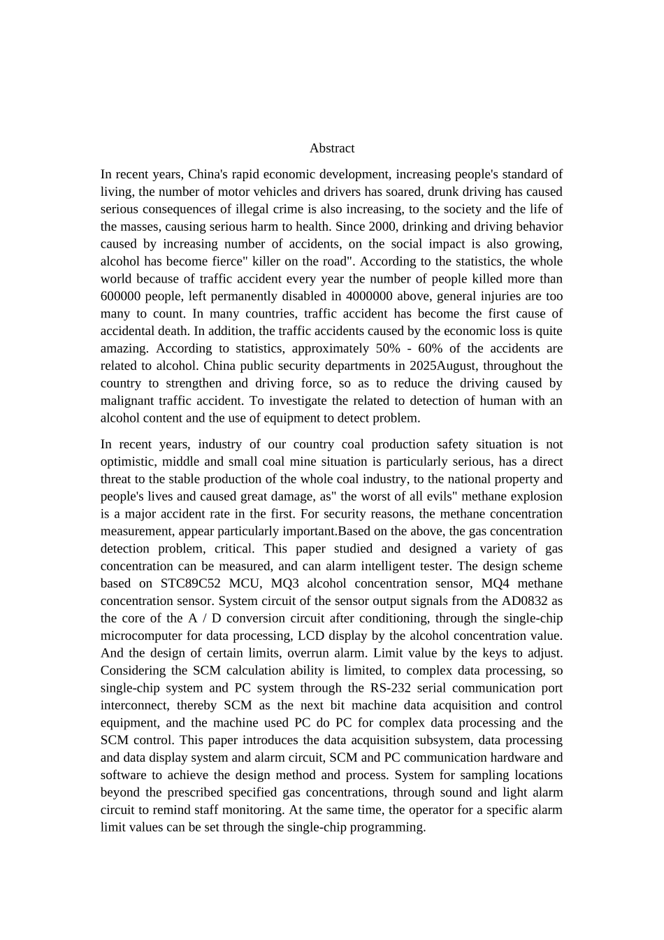 大学毕业论文-—基于单片机的多气体浓度测试仪_第2页