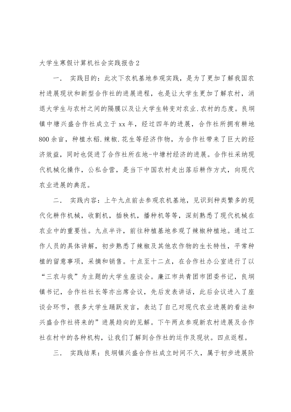 大学生寒假计算机社会实践报告_第3页