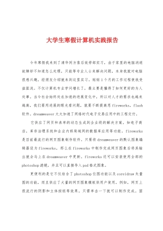大学生寒假计算机实践报告