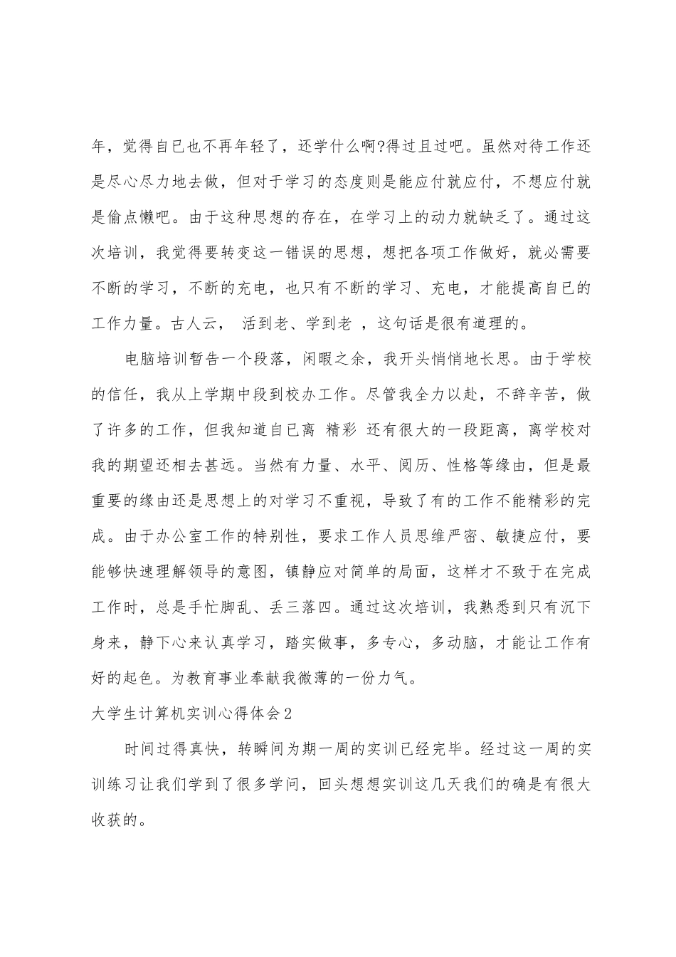 大学生计算机实训心得体会_第3页