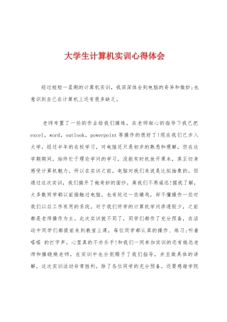 大学生计算机实训心得体会