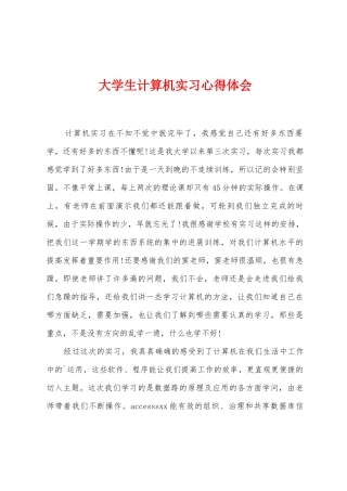 大学生计算机实习心得体会