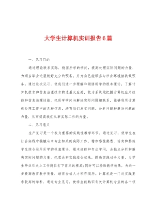 大学生计算机实训报告6篇