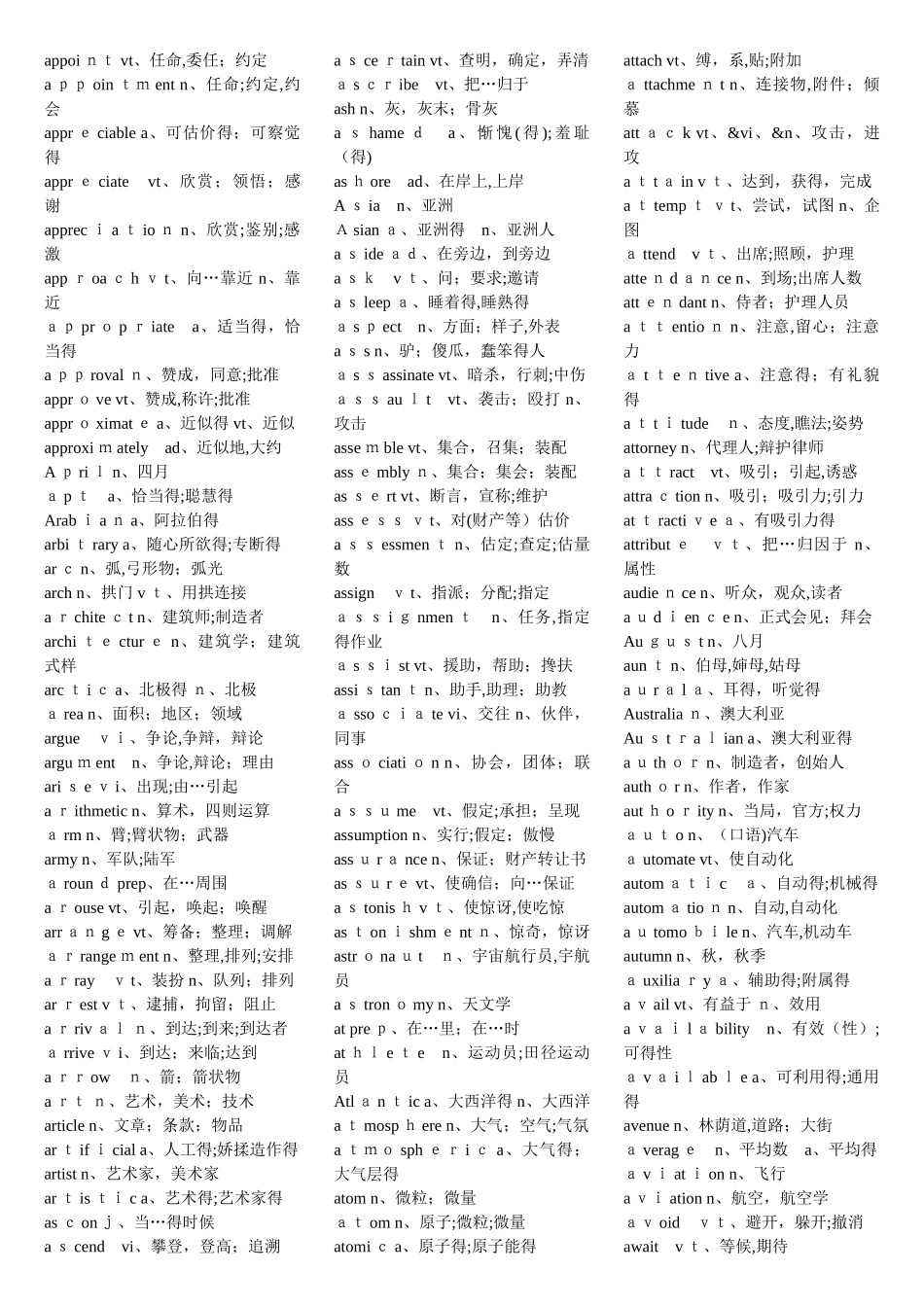 大学英语四六级词汇完整打印版_第3页