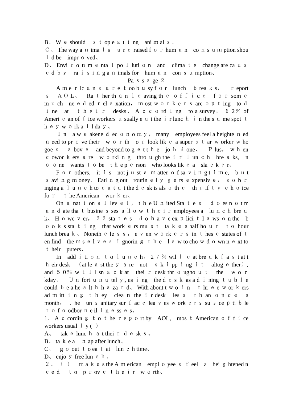 大学英语阅读理解及解答_第2页