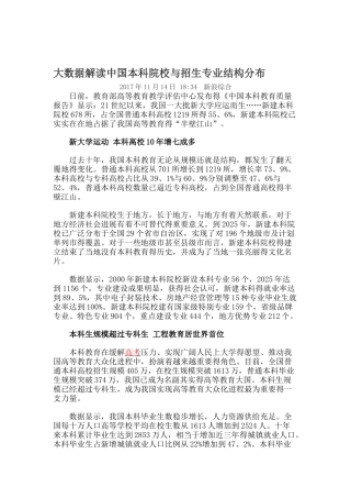 大数据解读中国本科院校和招生专业结构分布