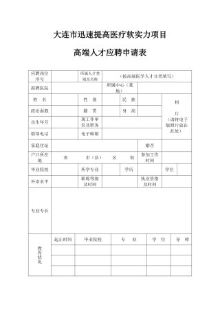 大连市快速提升医疗软实力项目