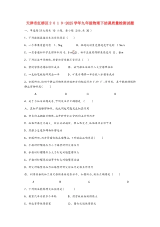 天津市红桥区学年九年级物理下结课质量检测试题