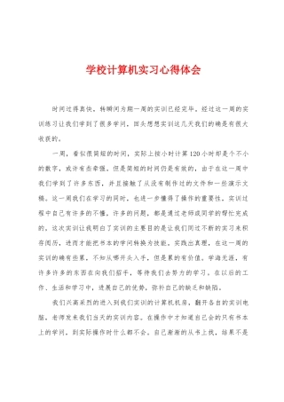 学校计算机实习心得体会