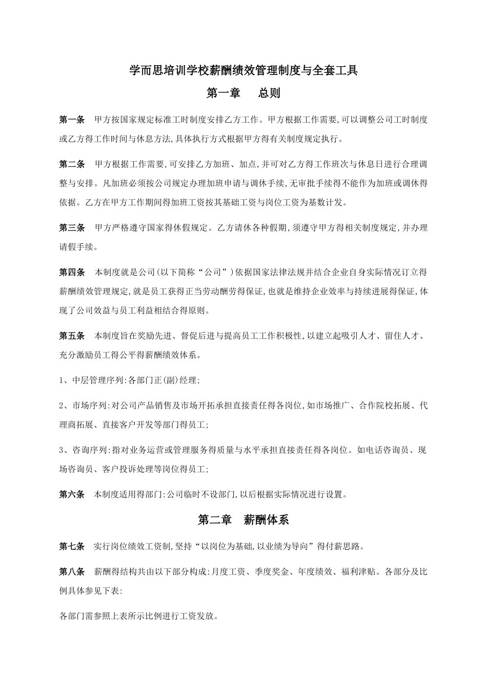 学而思薪酬绩效管理制度与全套工具_第1页