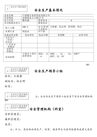 安全生产台帐表格