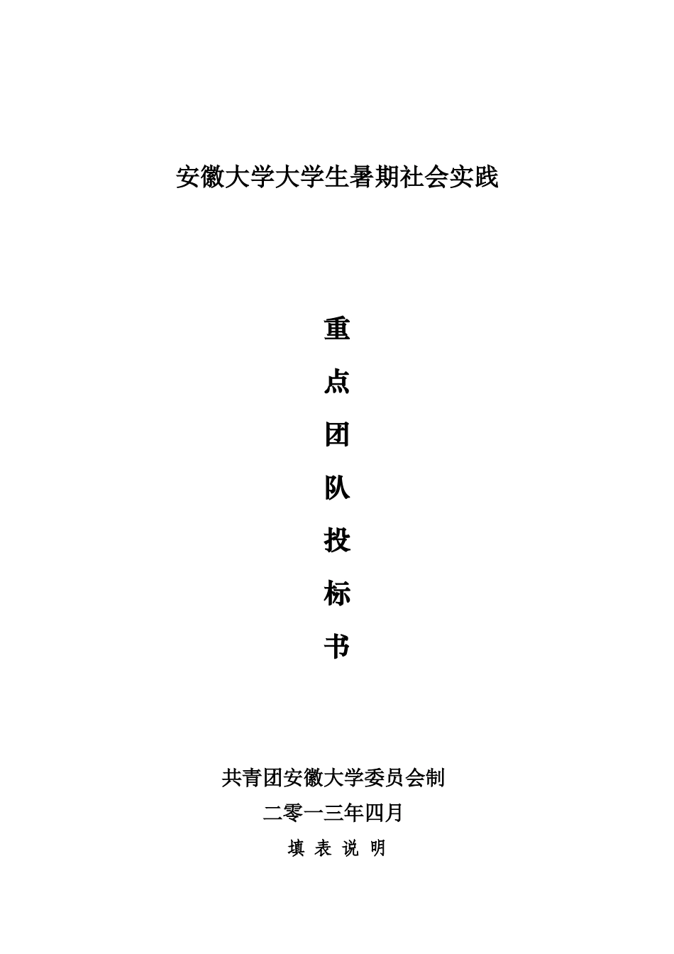 安徽大学大学生暑期社会实践重点团队投标书_第2页