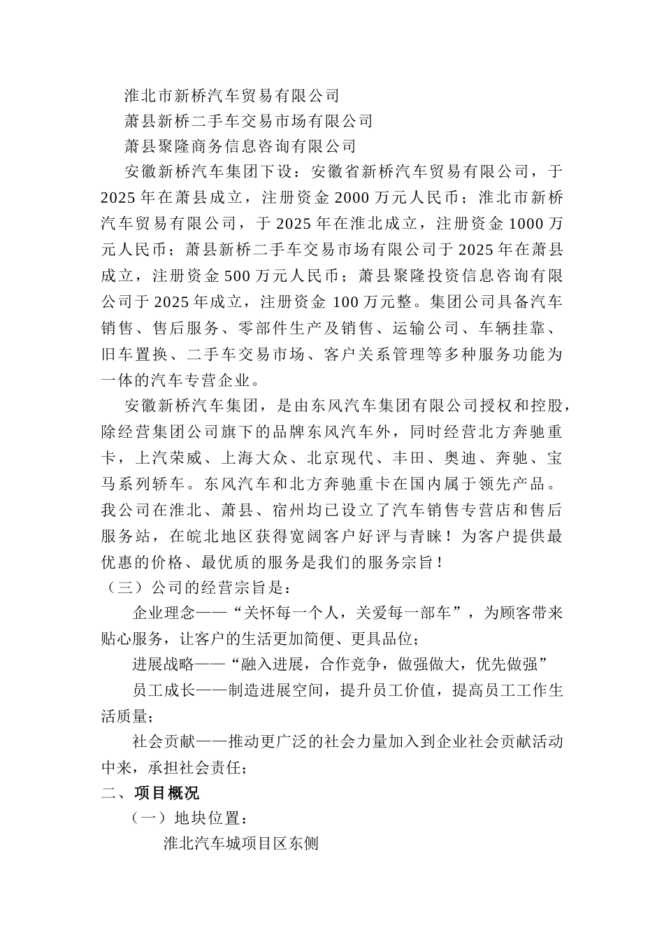 安徽新桥汽车集团奔驰4S店项目可行性研究报告_第2页