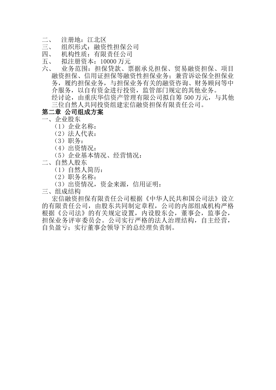 宏信融资担保有限责任公司可行性研究报告_第3页