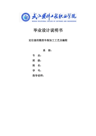 定位套的数控车削加工工艺及编程-大学毕业论文