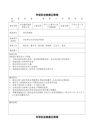 定期安全检查记录表