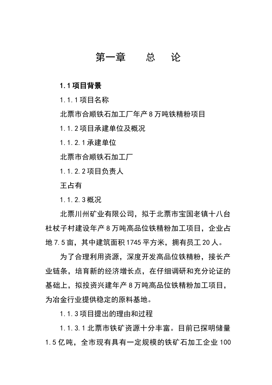 宝国老合顺铁选厂8万吨铁粉加工项目可行性研究报告_第2页