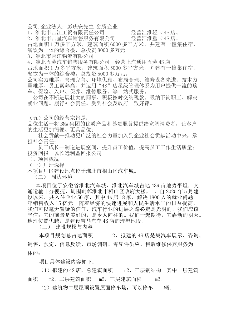 宝马汽车4S店建设项目可行性研究报告_第2页