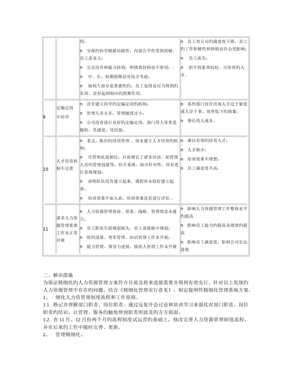 实施精细化人力资源管理目标和措施方案_第3页
