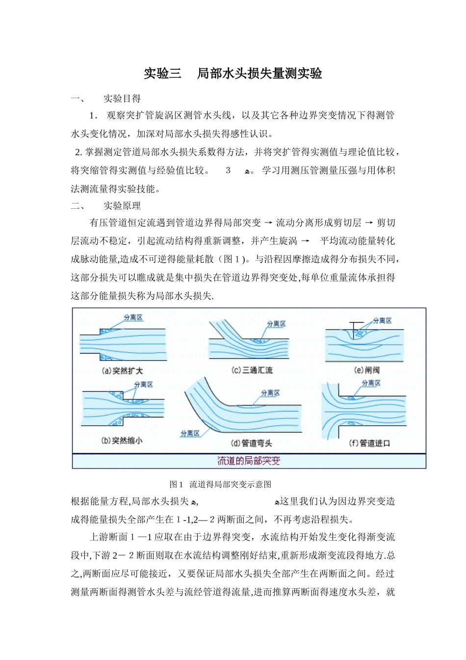 实验三 局部阻力系数的测定_第1页