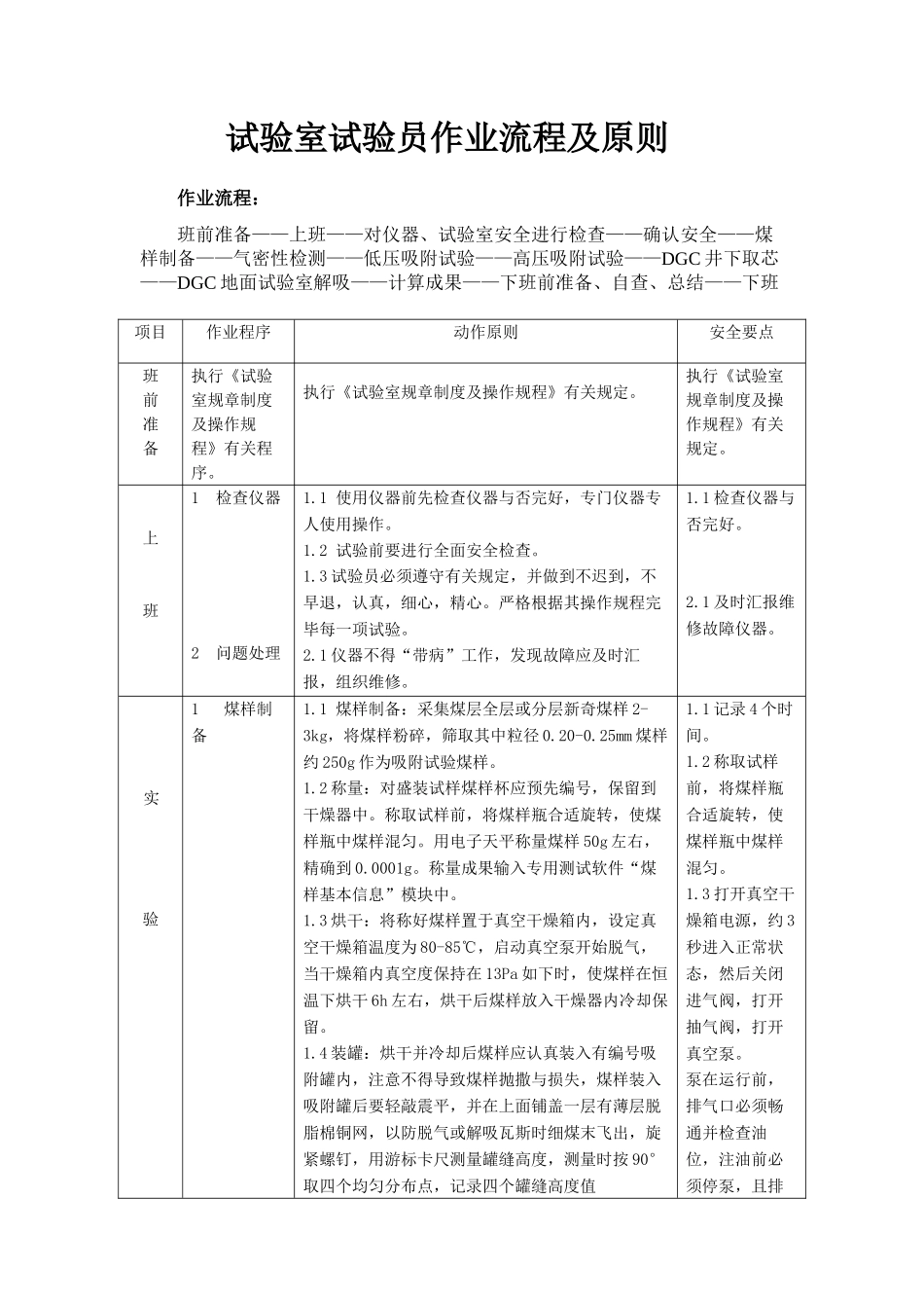 实验室实验员作业流程及标准_第1页