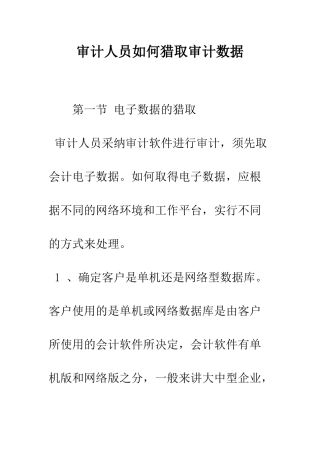 审计人员如何获取审计数据