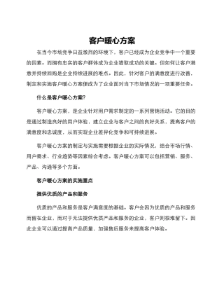 客户暖心方案