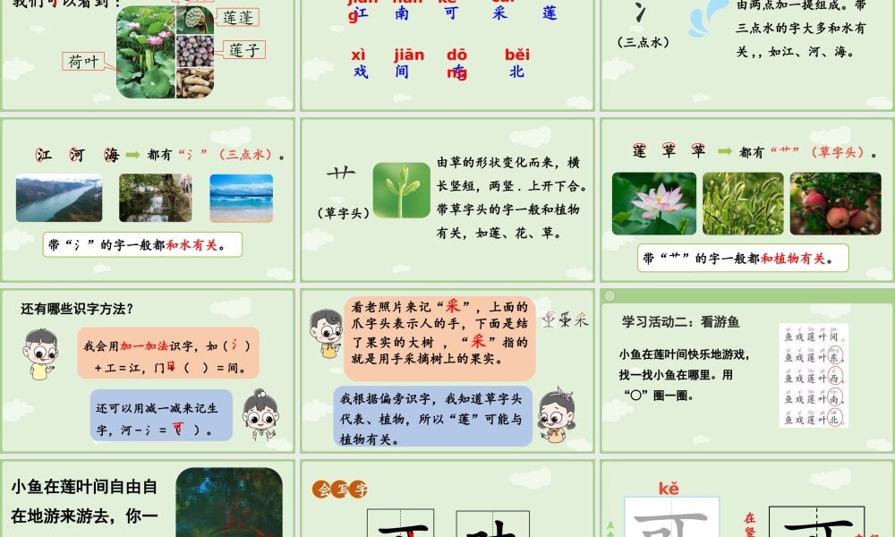 2025秋人教统编版一年级上册语文第5单元5.2《江南》第1课时课件