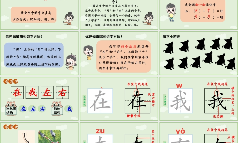 2025秋人教统编版一年级上册语文第7单元7.6《影子》第1课时课件