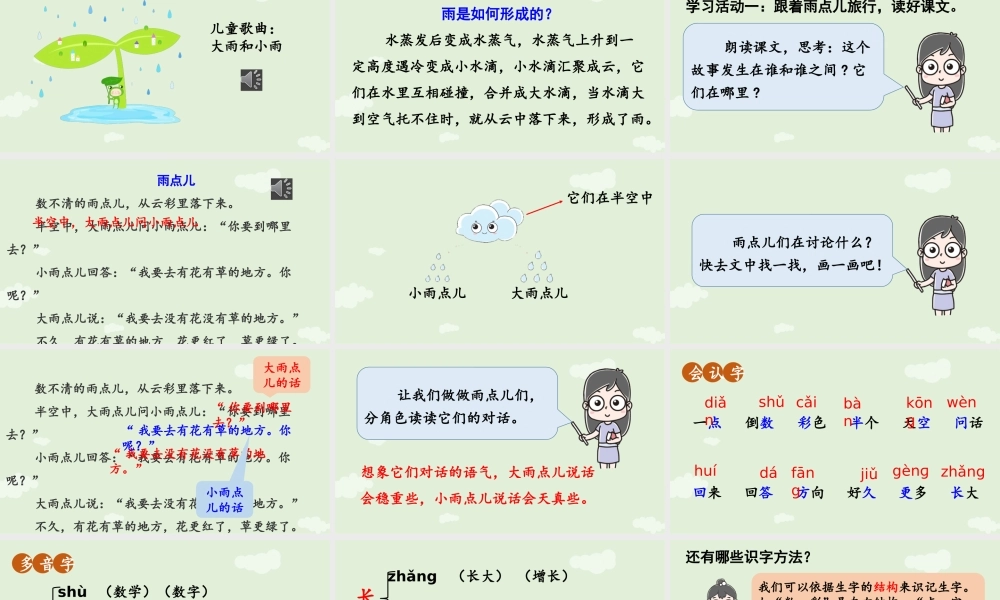 2025秋人教统编版一年级上册语文第8单元8.10《雨点儿》第1课时课件