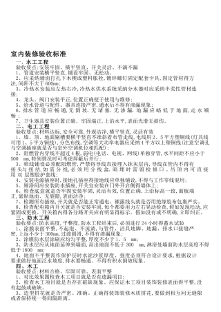 室内装修验收标准