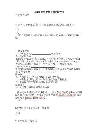 小升初专题解方程练习