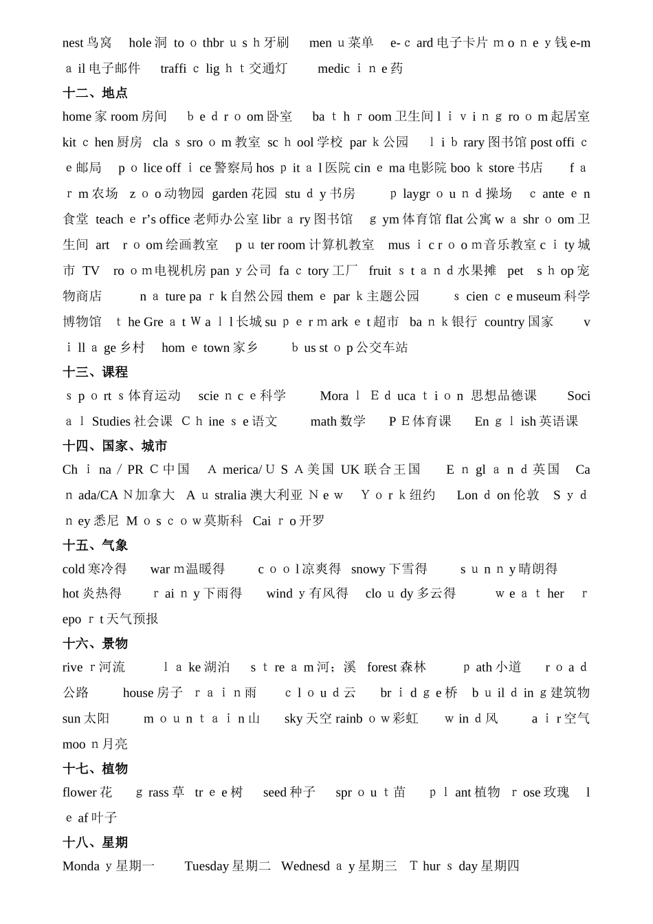 小升初英语单词汇句子_第3页