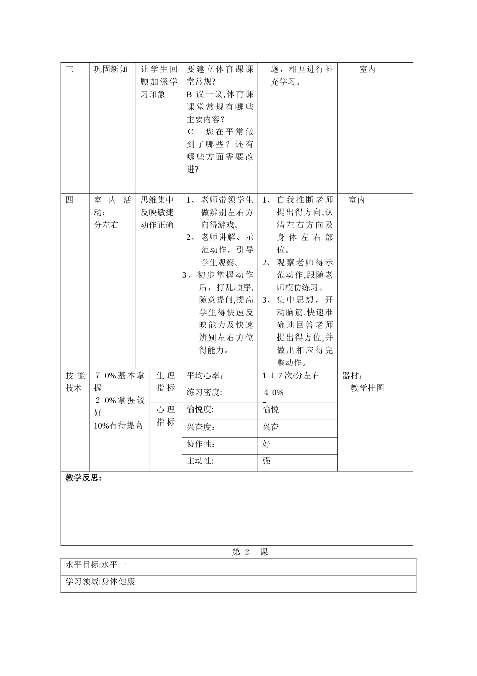 小学二年级体育全套教案2_第2页