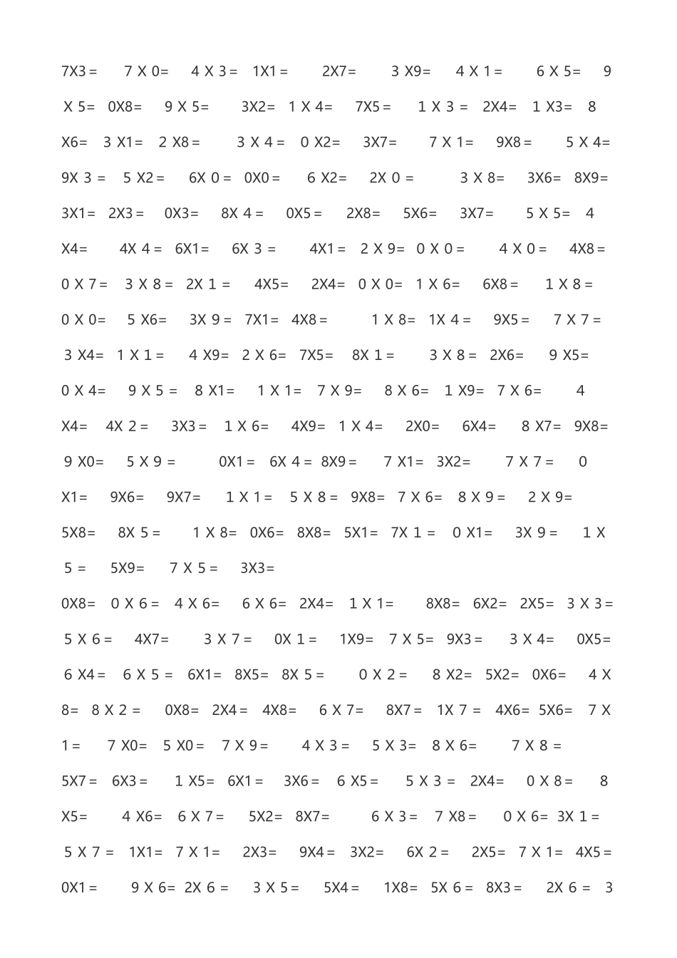 小学二年级数学上册乘法口算题-可直接打印_第3页