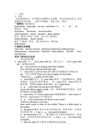 小学五年级英语下册语法