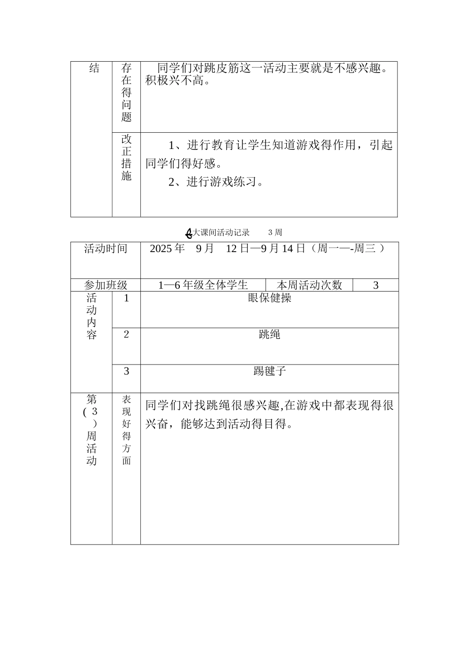 小学大课间活动记录_第2页