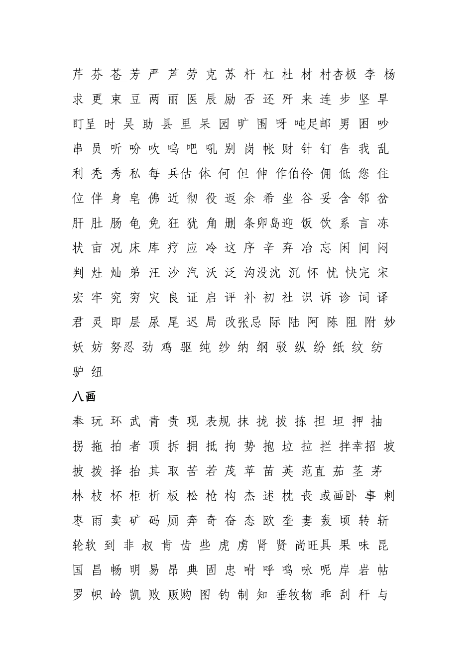 小学生常用汉字表_第3页