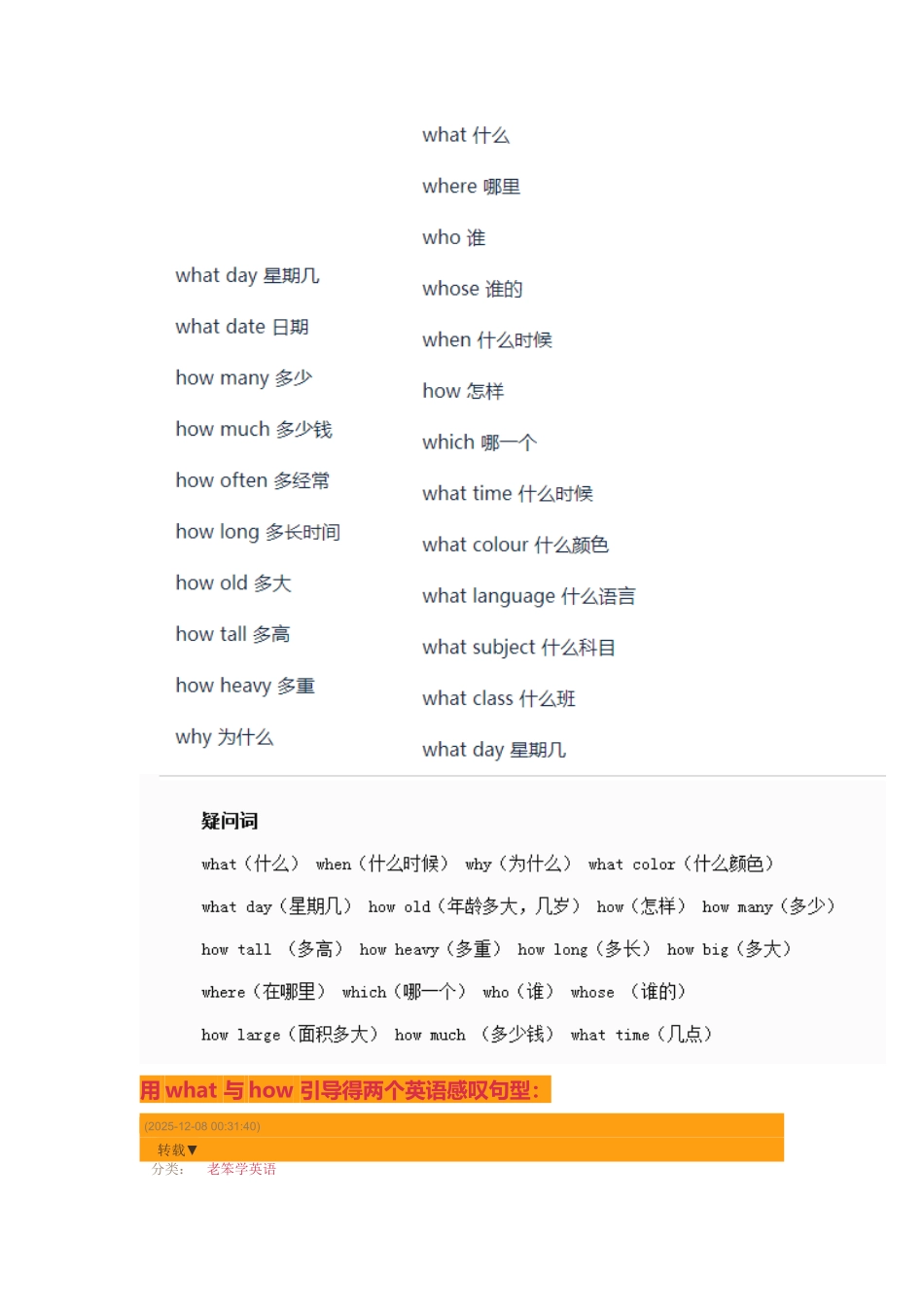 小学英语疑问词表格大全_第2页