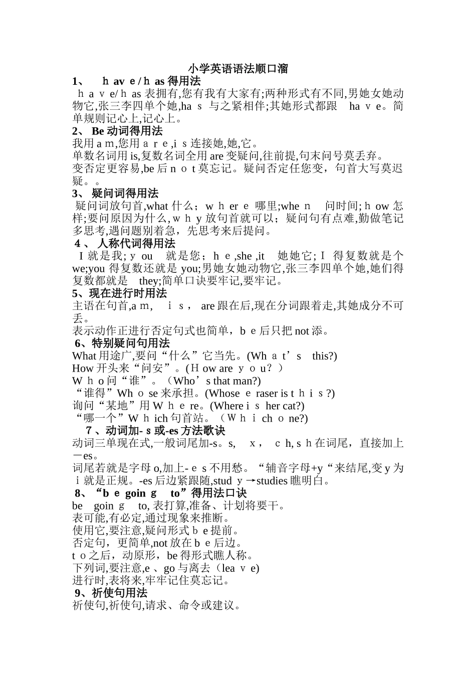 小学英语语法顺口溜_第1页