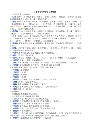 小学语文文学常识整理