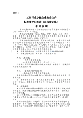 小微企业安全生产标准化评审标准