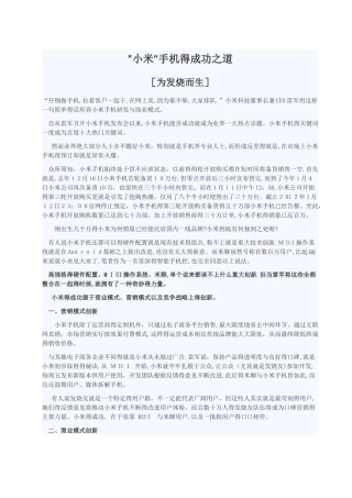 小米手机的案例分析