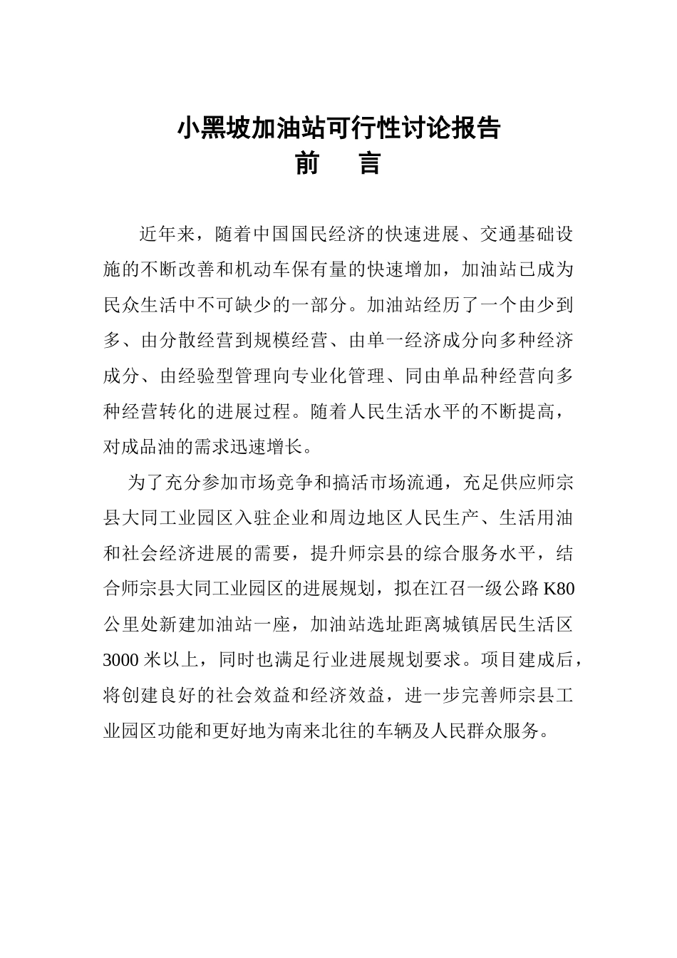 小黑坡加油站可行性研究报告_第2页