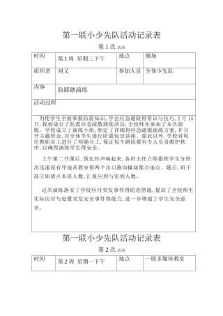 少先队  活动记录表