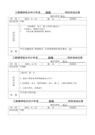 少年宫跳绳项目活动记录