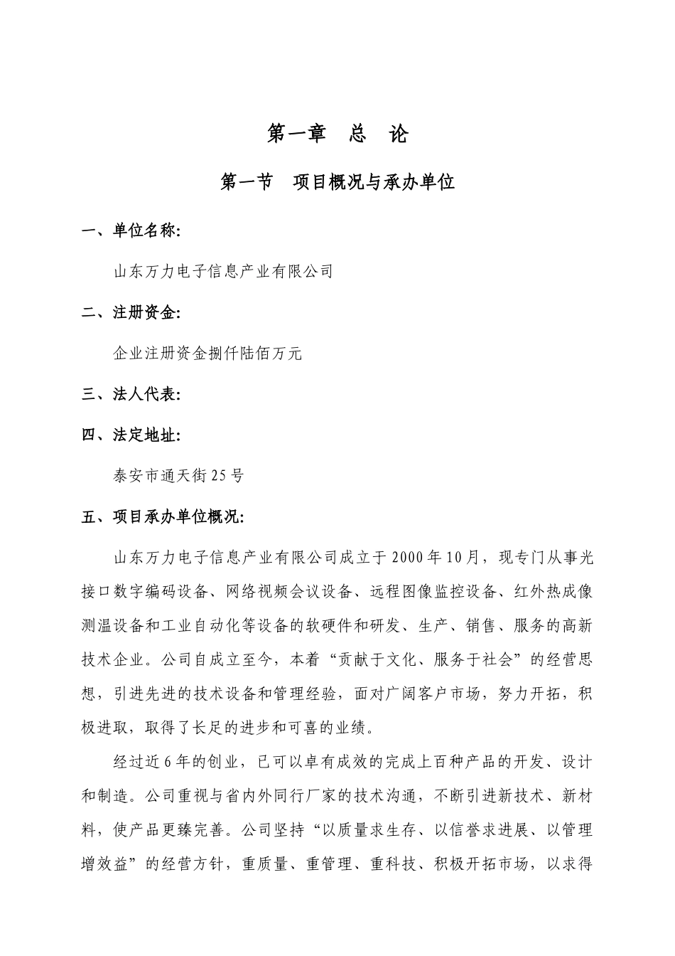 山东万力电子信息产业有限公司泰安市万力电子产业园可行性研究报告_第2页