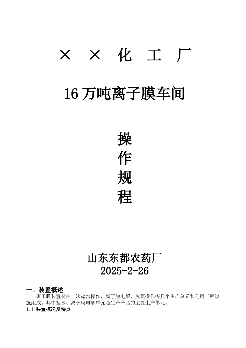 山东东都农药厂16万吨离子膜操作规程_第2页